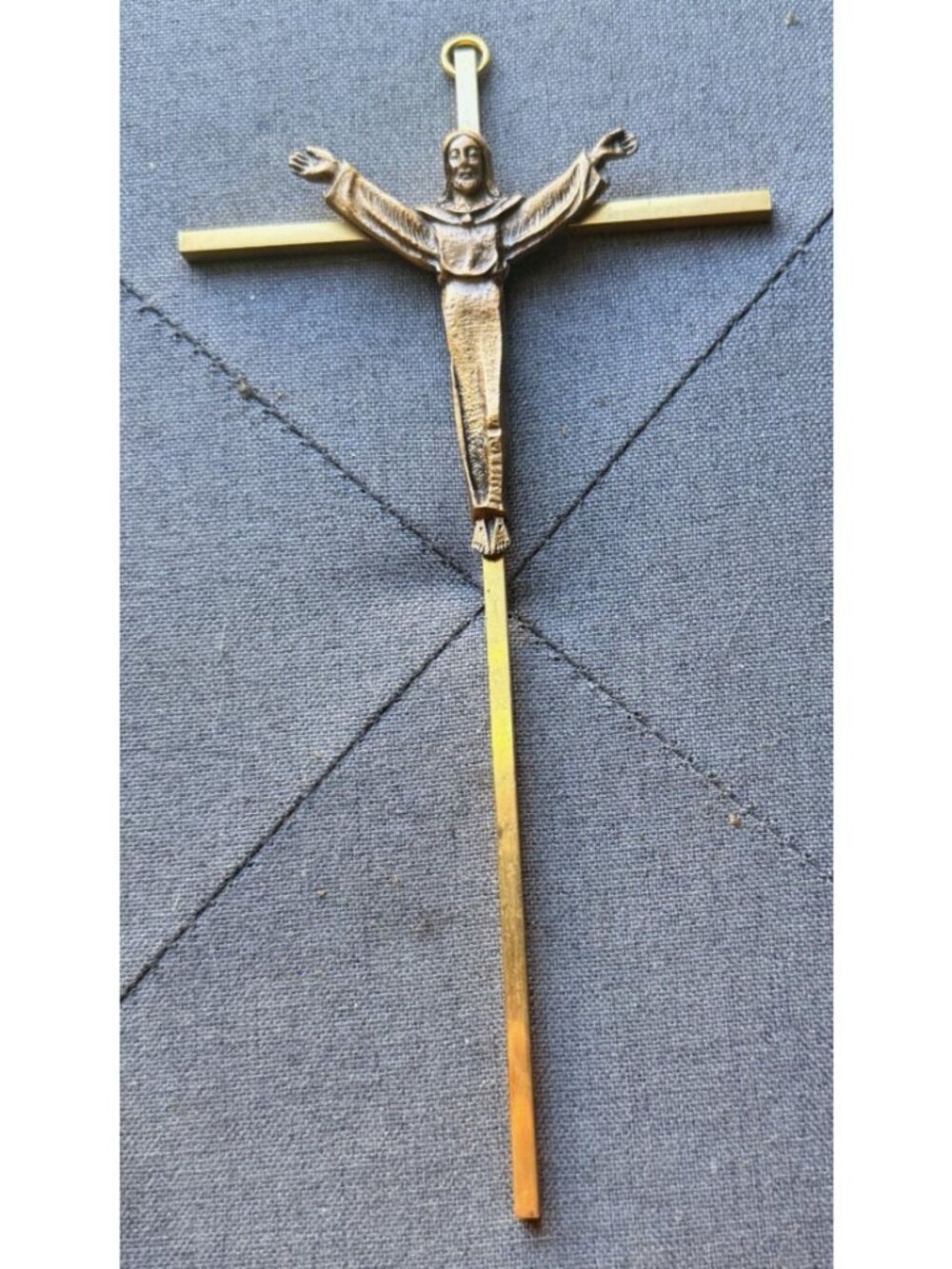 Vintage Solid Brass Wall Crucifix Jesus Cross Religious Decor